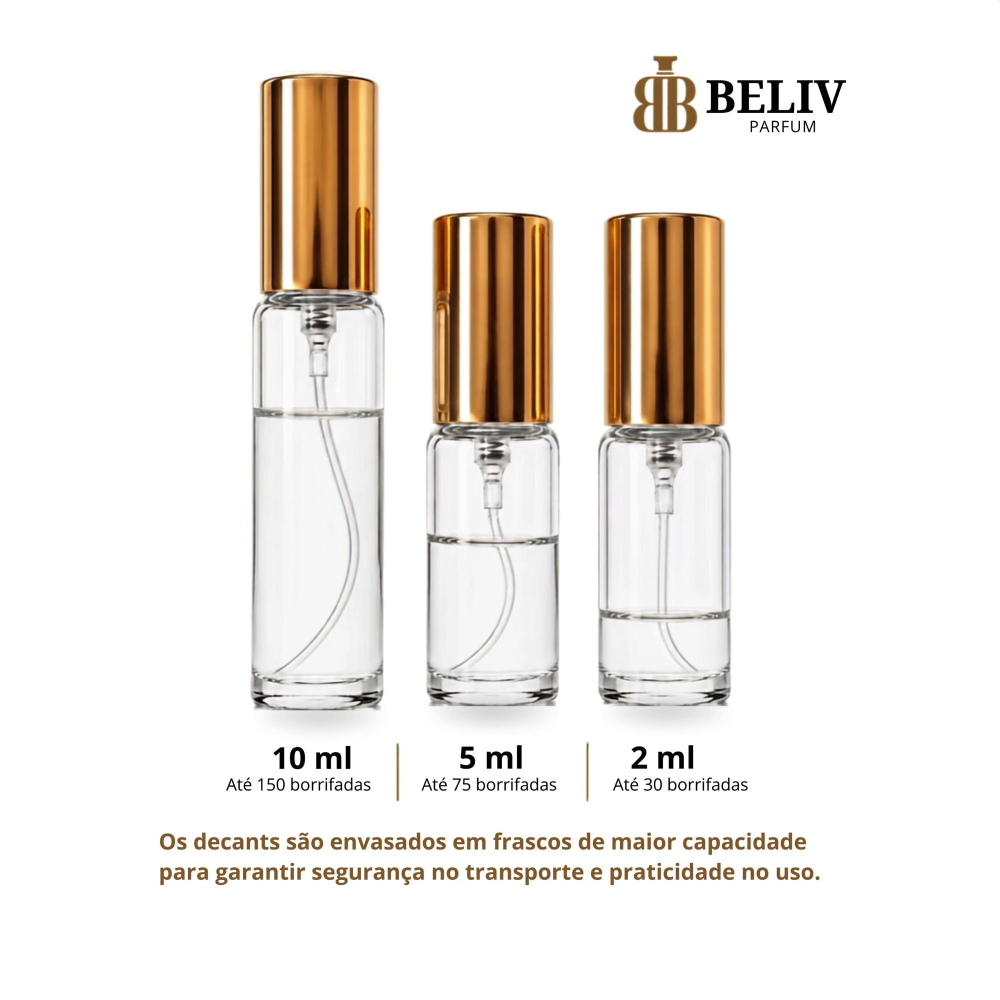 Tamanhos dos decants Beliv Parfum