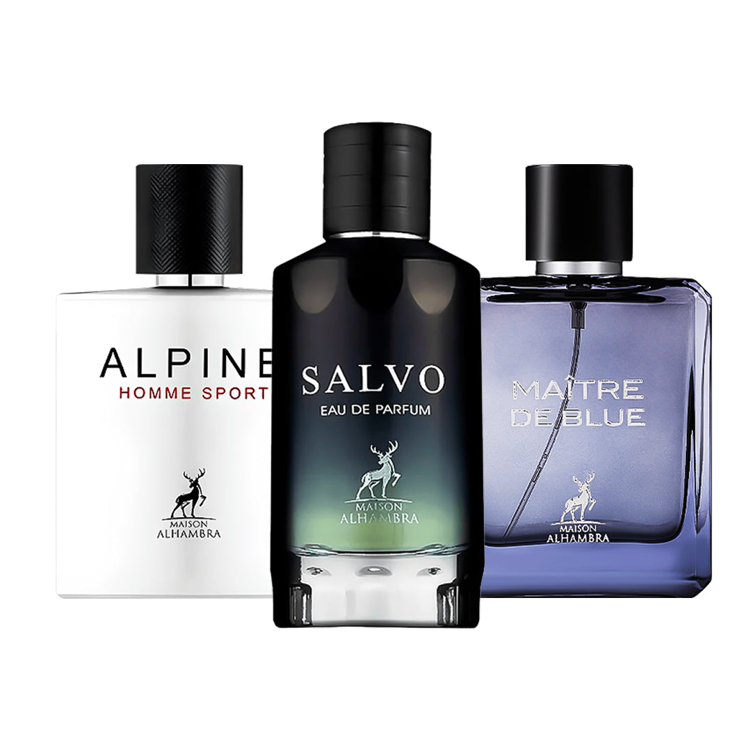 Combo Masculino - Alpine | Salvo | Maitrê Blue (3 Decants de 5ml cada)
